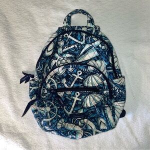 Nautical Vera Bradley Mini Backpack “Shore Enough” Navy/Blue/Shells/Coastal GUC